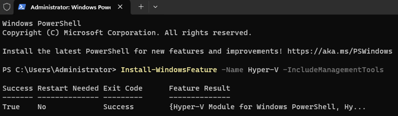 Установка Hyper-V и средств управления в Windows Server