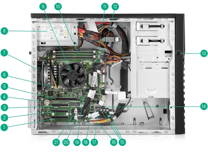 Сервер HP ProLiant ML30 Gen11 - внутренний вид