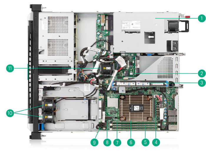 Сервер HP ProLiant DL20 Gen11 - внутренний вид