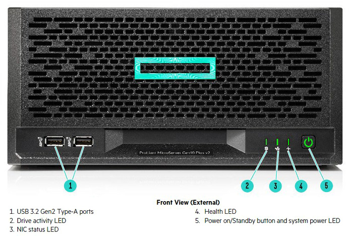 Сервер HPE ProLiant MicroServer Gen10 plus v2 вид спереди