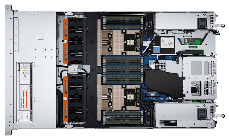 Сервер Dell EMC PowerEdge R6625 - вид внутри