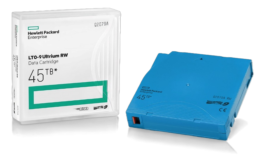 Картридж HPE LTO-9: 18 Тбайт без сжатия и до 45 Тбайт при расчетном коэффициенте 2,5:1.