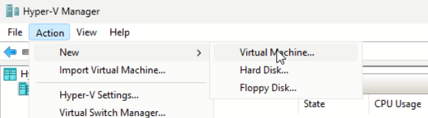 Создание новой виртуальной машины в Hyper-V Manager