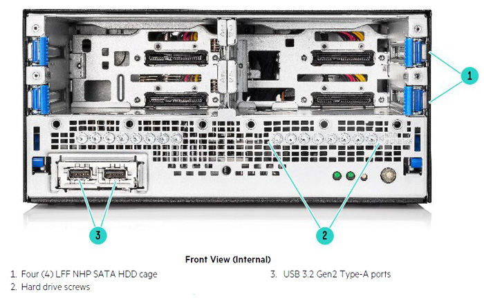 Сервер HPE ProLiant MicroServer Gen10 plus v2 вид спереди